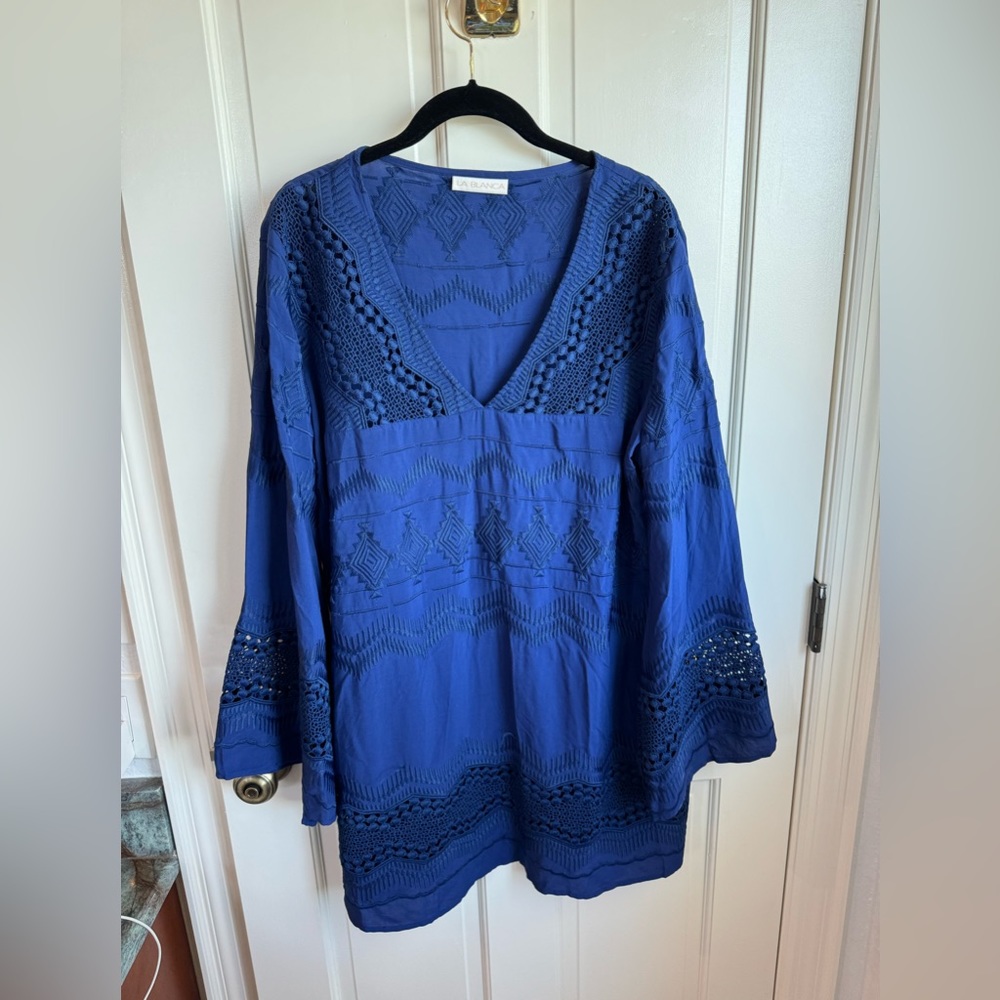 LA BLANCA BEACH COVERUP ROYAL BLUE LARGE EXCELLENT CONDITION!